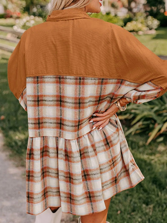 Plaid Button Front Mini Dress