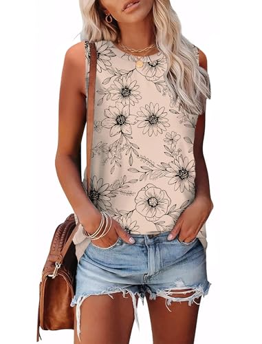 Clothes for Women Fashion Spring Tops 2026 Cute Summer Outfits Round Neck Ladies Tops and Blouses Work Floral Apricot M