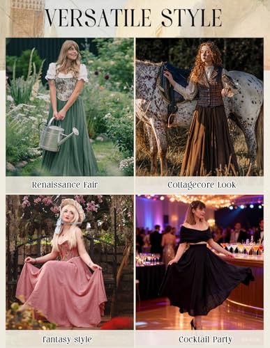 Scarlet Darkness Women Casual Maxi Skirt Flowy Bohemian Renaissance Long Skirts Olive Green S