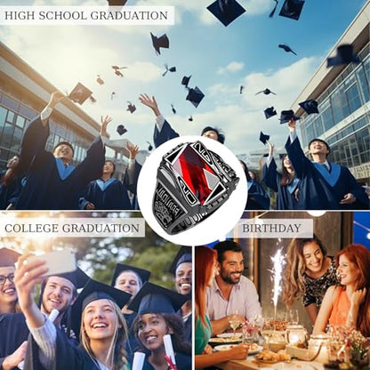 Lypic Personalized Mens Class Ring 925 Sterling Silver High School Ring Custom Graduation Rings for Men Black 4