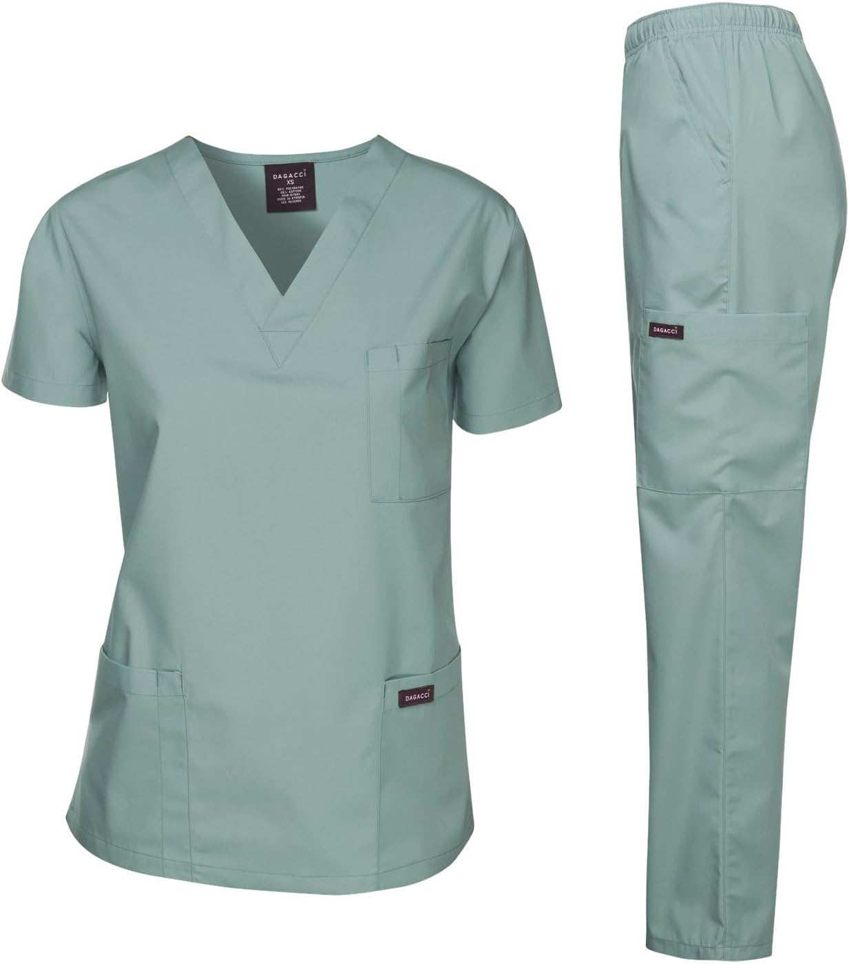 Medical Scrubs Set Unisex - V-Neck Top and Elastic Waist Pants Uniform for Healthcare Workers Seaform_