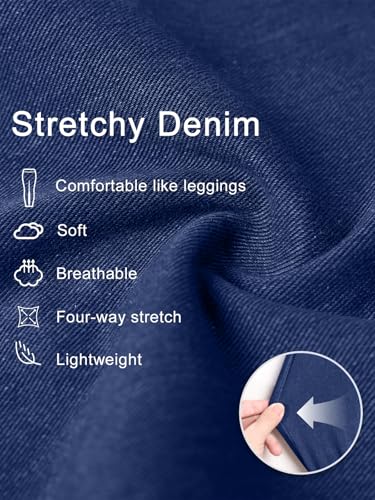 DLOODA Women's Wide Leg Jeans High Waisted Stretchy Denim Pants Elastic Waist Pull On Sweatpant Jeans Trendy Baggy Loose Medium Blue