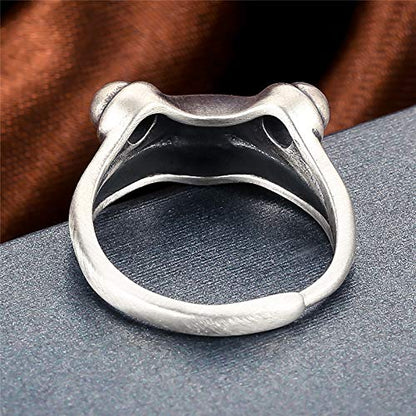 LOVECOM Real 925 Sterling Silver Frog Open Rings for Women Men Couples Vintage Cute Animal Finger Ring Silver Fashion Party Jewelry Birthday Graduation Gifts for Mom Daughter Father