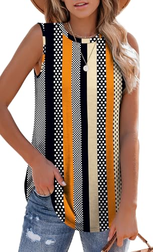 OFEEFAN Business Casual Outfits for Women Plus Size Plus Size Tank Tops for Women 3X Fashion Clothing Womens Summer Clothes 2025 Stripe Dot Print