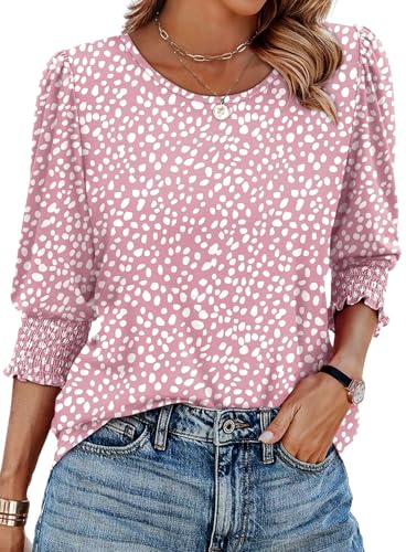 XIEERDUO Summer Tops for Women Trendy 3/4 Sleeve Womens Long Sleeve Shirts Dressy Blouses Vacation Outfits Women's Fashion Clothing Resort Wear 2026 L