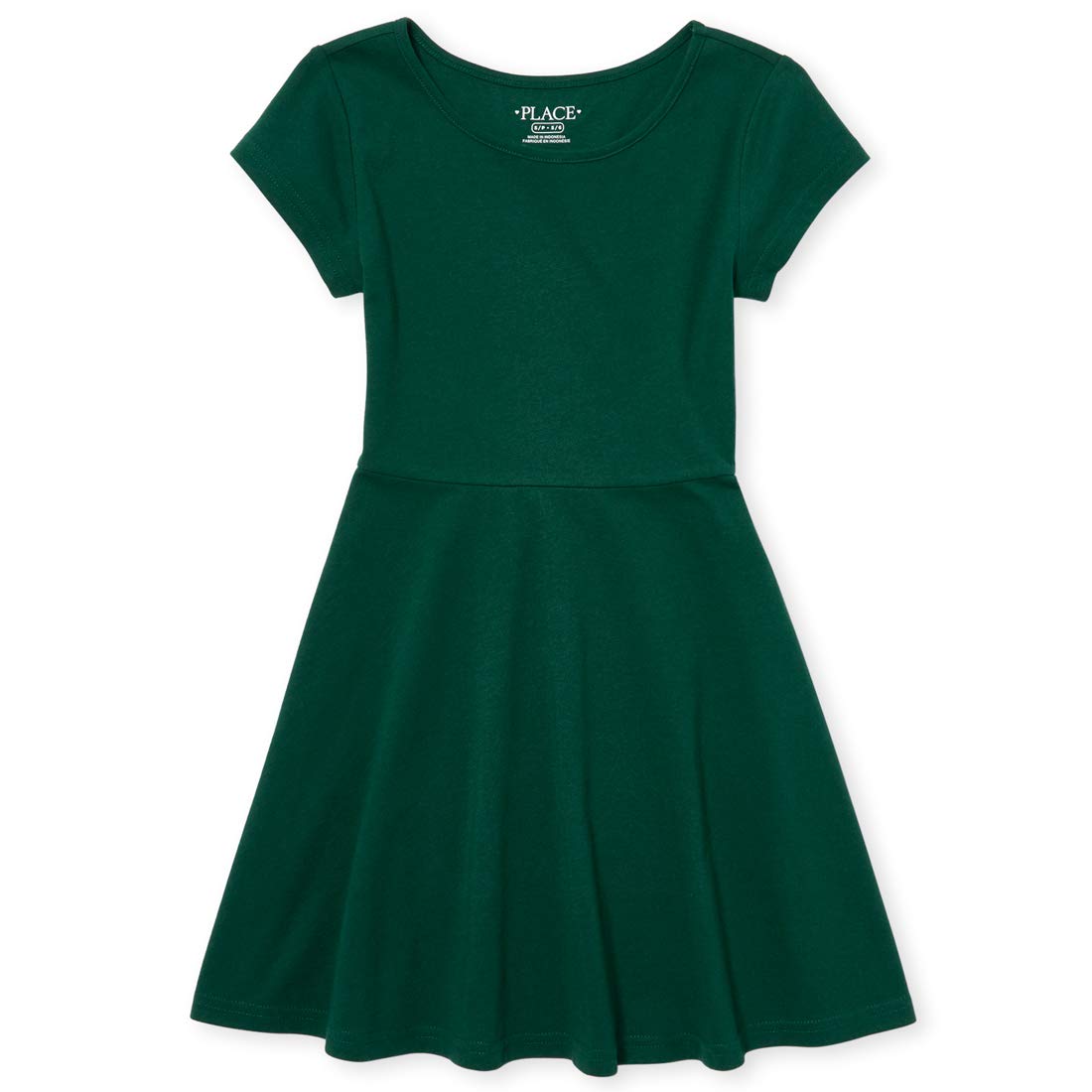Girls Short Sleeve Skater Dress Round Neck Casual Summer Dress