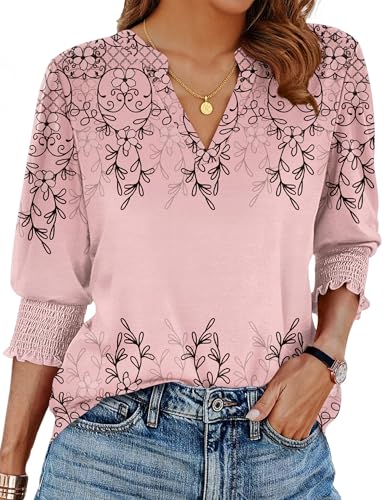 Zeagoo 3/4 Length Sleeve Shirts Trendy Tunic Tops for Women Spring Blouses Dressy Casual Work Tops for Women 2025 Tops XL