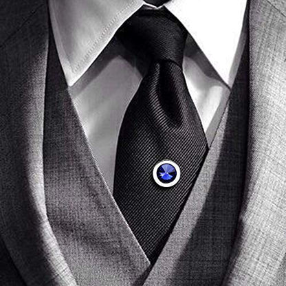 HAWSON Mens Tie Tack With Chain Round Crystal Wedding Business Accessories (202466)