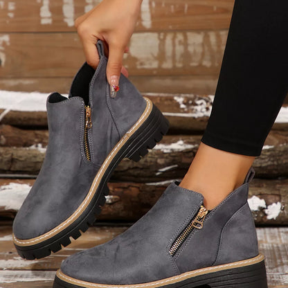 Side Zip Ankle Boots Dark Gray