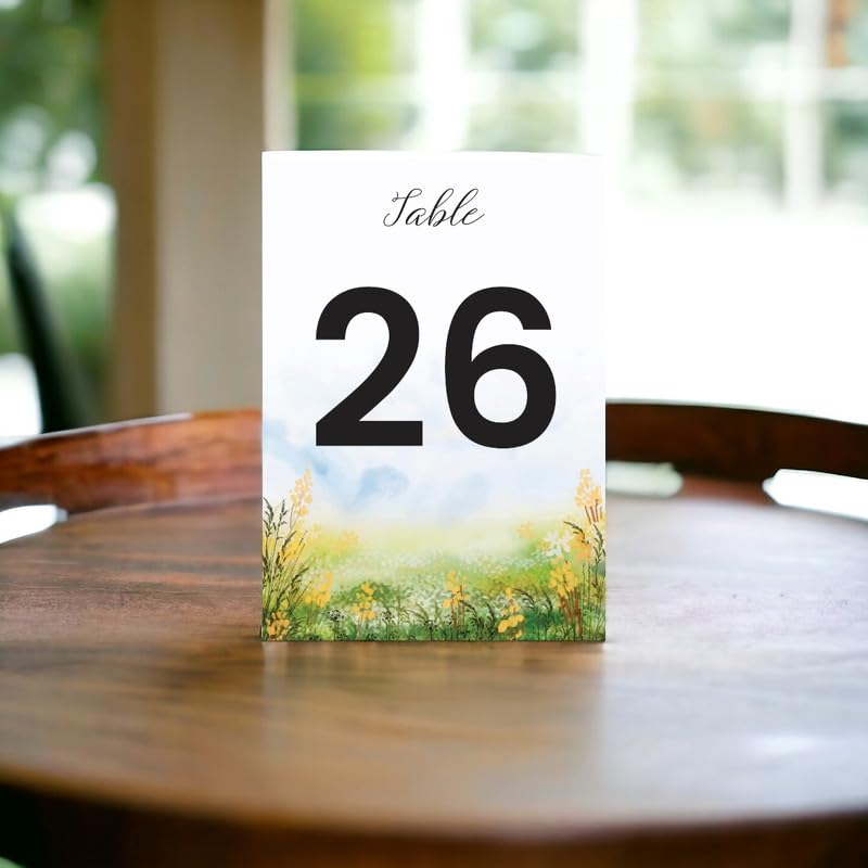 Table Number Cards, Spring Painting Double-Sided Place Cards For Your Wedding, Reception, Event Table Numbers Seating Cards Table Signage 4"X6" (1-30 Plus Head Table Cards)