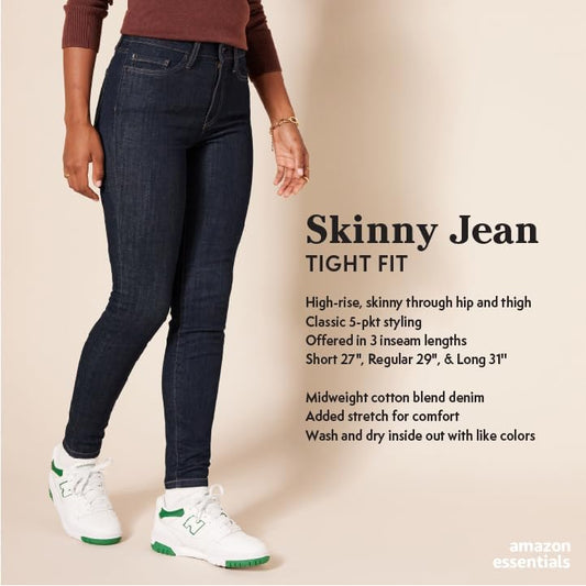 Amazon Essentials Women's High-Rise Skinny Jean Pants, -Light Wash, 10 Regular