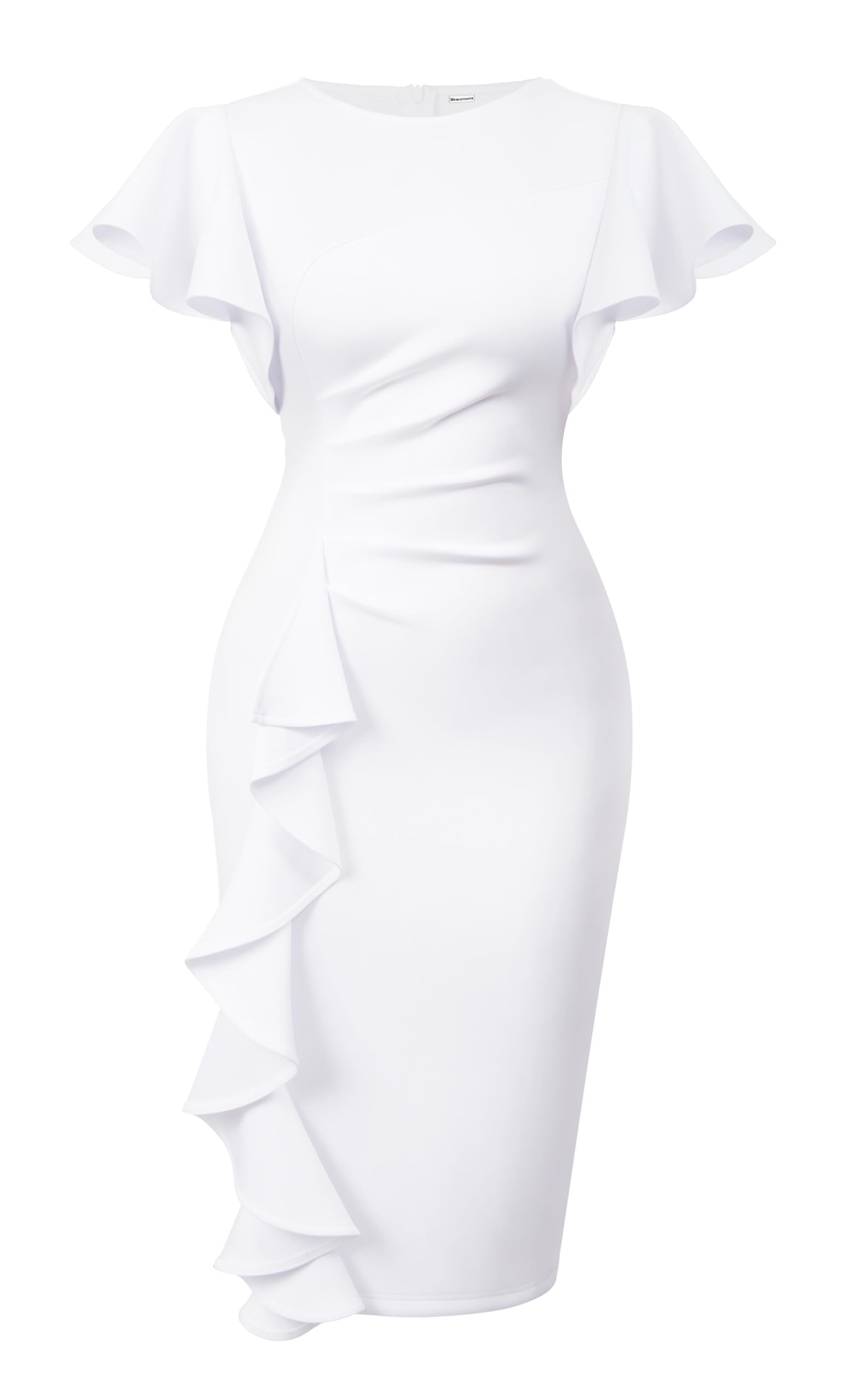 Vintage Ruffle Sleeve Bodycon Midi Dress Vintage Ruffle Sleeve Bodycon Midi Dress