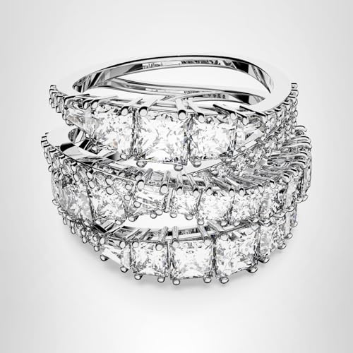 Swarovski Hyperbola Ring, Mixed Cuts, Clear, Rhodium Finished; Size: Us 7; Eu 55