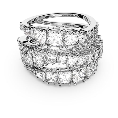 Swarovski Hyperbola Ring, Mixed Cuts, Clear, Rhodium Finished; Size: Us 8; Eu 58