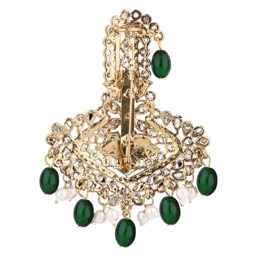 I Jewels Gold Plated Indian Wedding Bollywood Stone Pearl Work Safa Kalangi Brooch for Groom/Men/Dulha Pagadi (Style 5)