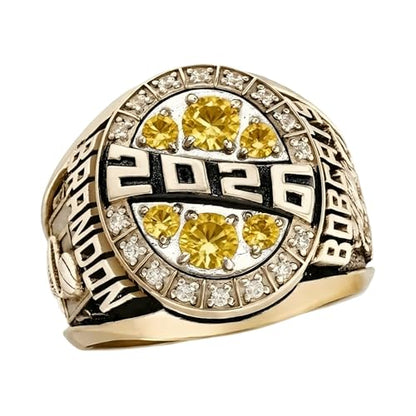 QHQPQ Class Rings for Men High School 925 Sterling Silver Graduation Ring Class of 2025 Gifts Graduation Jewelry Personalized University College Custom Ring Birthstone Rings Sizes 5-15