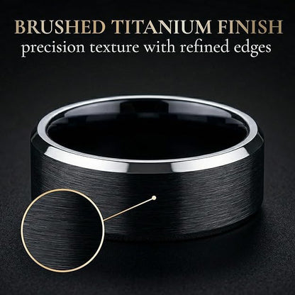 Thorsten Infinity | Tungsten Rings for Men with FREE Silicone Ring | Tungsten | Comfort Fit | Black Wedding Ring Band with Beveled Edges - 4mm to 12mm (13.5, 10, Millimeters)