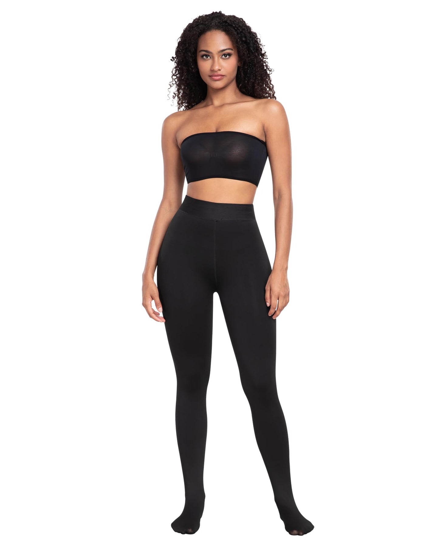 CHRLEISURE Women's Fleece Lined Tights - Fake Sheer Warm Pantyhose Thick Winter Leggings