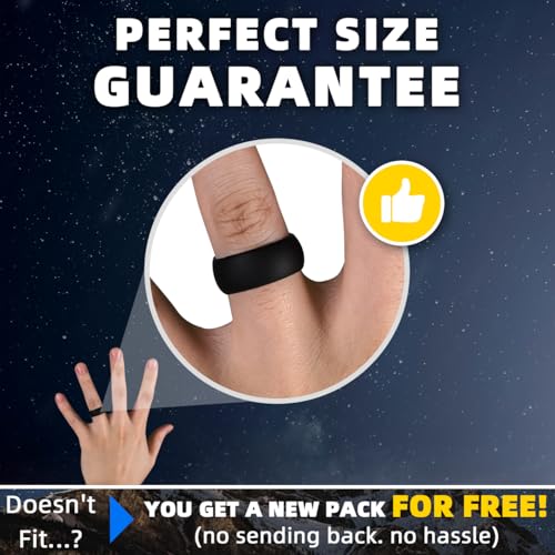 Egnaro Silicone Ring Men 1/4/5/6/7 Multipack of Breathable Mens Silicone Rubber Wedding Rings Bands with Air Flow Grooves