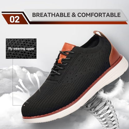 Furuian Steel Toe Shoes for Men Safety Shoes for Men Casual Dress Work Sneakers Lightweight Steel Toe Work Sneakers Comfortable Safety Tennis Oxfords Black