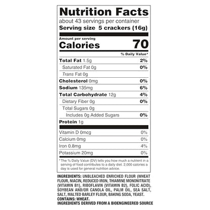 Premium Original Saltine Crackers, Lunch Snacks, Family Size, 24 oz