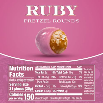 Squirrel Brand Ruby Cacao Pretzel Rounds, 30oz Resealable Jar, Sweet & Salty Crunchy Snack, Gourmet Ruby Couverture Pretzel Ball Treats, Premium Gift Idea, Holiday & Party Snack, Indulgent Artisan Ruby Treats