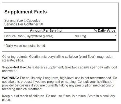 Swanson Premium Brand Licorice Root 450 Milligrams 100 Capsules