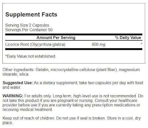 Swanson Premium Brand Licorice Root 450 Milligrams 100 Capsules