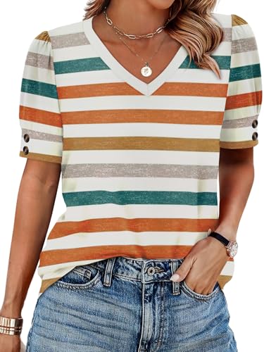 Womens Blouses Dressy Casual Short Sleeve Shirts Spring Business Work Floral Summer Tops Plus Size Fashion Clothing V Neck Tshirts Grey 2XL