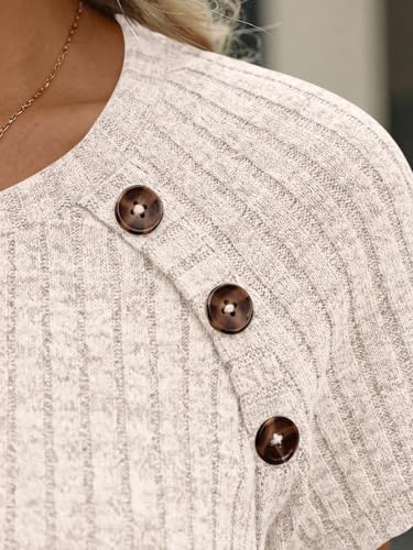 AUTOMET Women's Short Sleeve Shirts Business Casual Blouses Dressy Work Tunic Tops 2026 Spring Sweaters Fashion Clothes Apricot L
