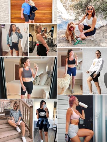baleaf Biker Shorts for Women Workout Yoga Gym Spandex Running Volleyball Tummy Control Compression with Pockets 8" Black M