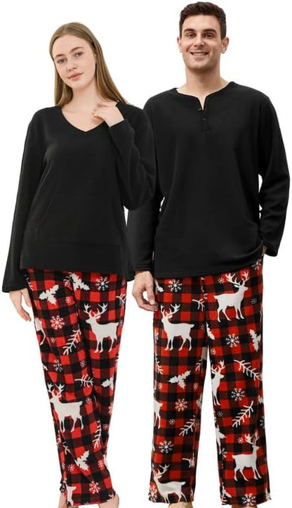 U2SKIIN Couple Pajama Sets, Plaid Pajama Set for Men and Women Soft Warm Pjs Set