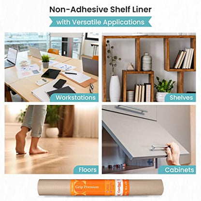 Con-Tact Brand Grip Premium Thick Shelf Liner - Versatile 18-inches x 4-feet Durable Non-Adhesive Non-Slip Drawer and Cabinet Liner in Taupe - Pack of 6 Rolls