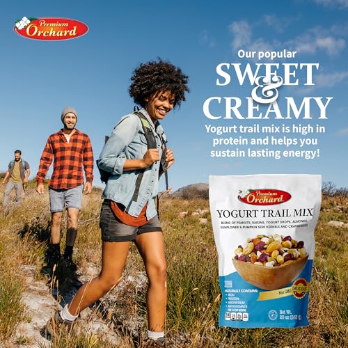 YOGURT TRAIL MIX BY PREMIUM ORCHARD - Seeds, Yogurt, Fruit and Nuts Mix - Trail Mix Bulk Blend of Mixed Nuts & Dried Fruit - Healthy Snacks, High Plant Protein, Non-GMO, 20z