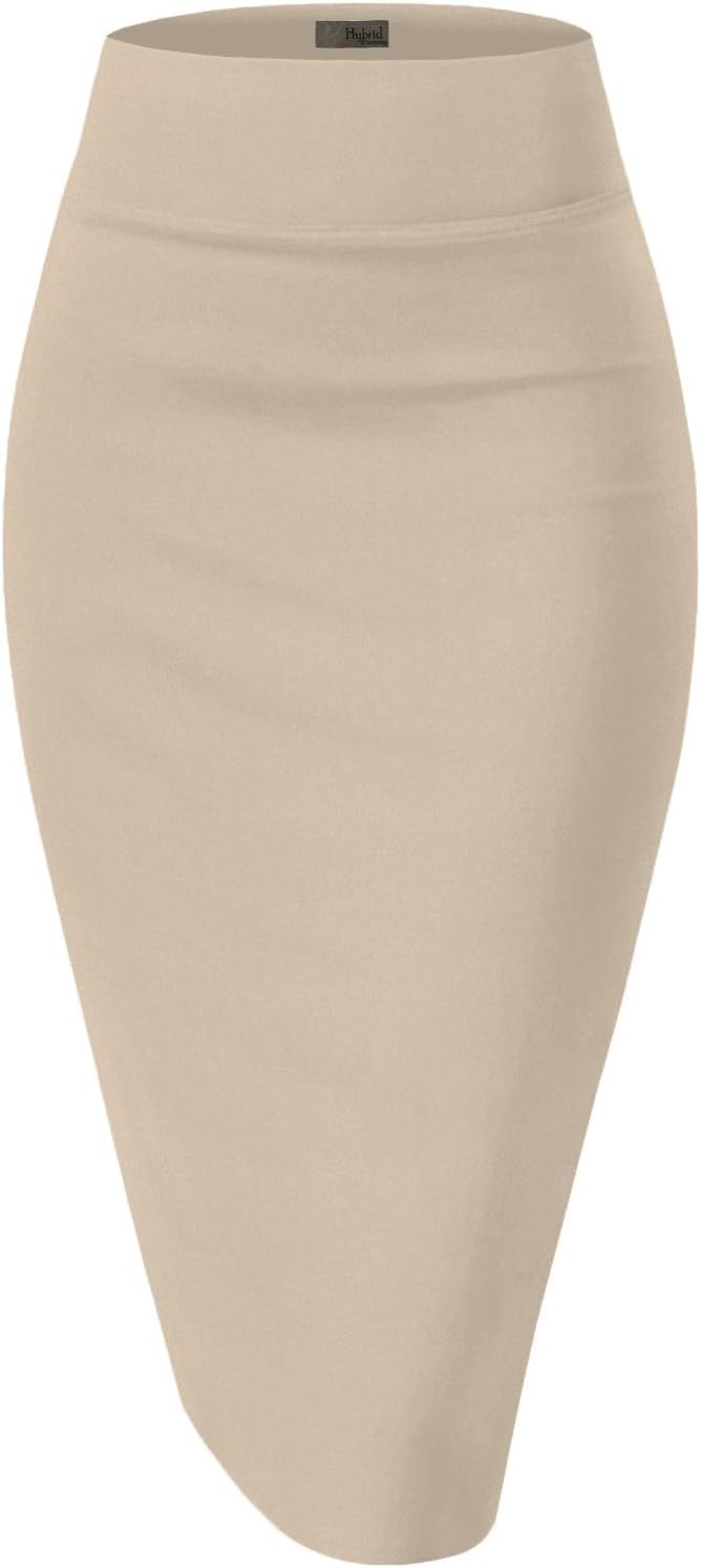 Women's High Waist Pencil Skirt - Premium Stretch Ponte Business Professional Below Knee