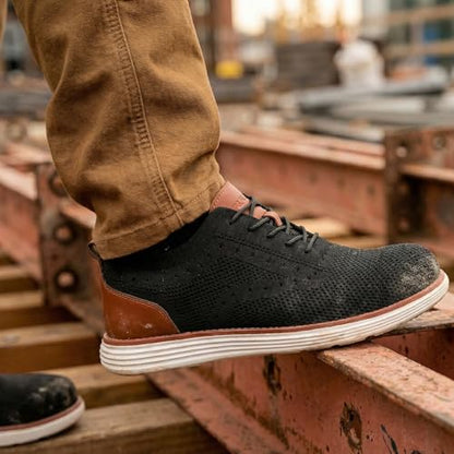 Furuian Steel Toe Shoes for Men Safety Shoes for Men Casual Dress Work Sneakers Lightweight Steel Toe Work Sneakers Comfortable Safety Tennis Oxfords Black