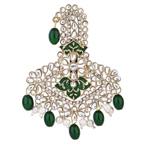 I Jewels Gold Plated Indian Wedding Bollywood Stone Pearl Work Safa Kalangi Brooch for Groom/Men/Dulha Pagadi (Style 5)