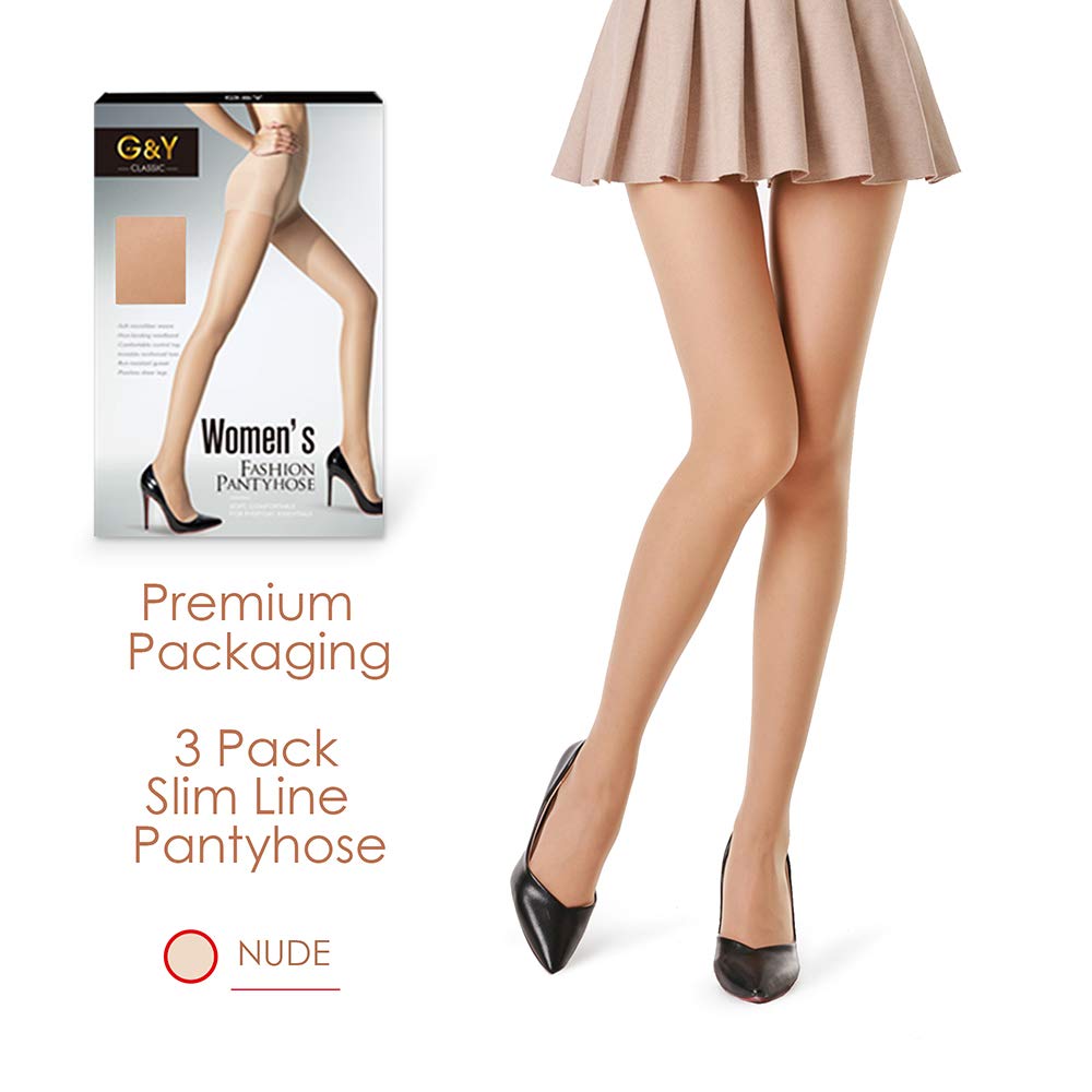 Women's 20D Sheer Control Top Pantyhose - 3 Pack Ultra Thin Tights with Reinforced Toes