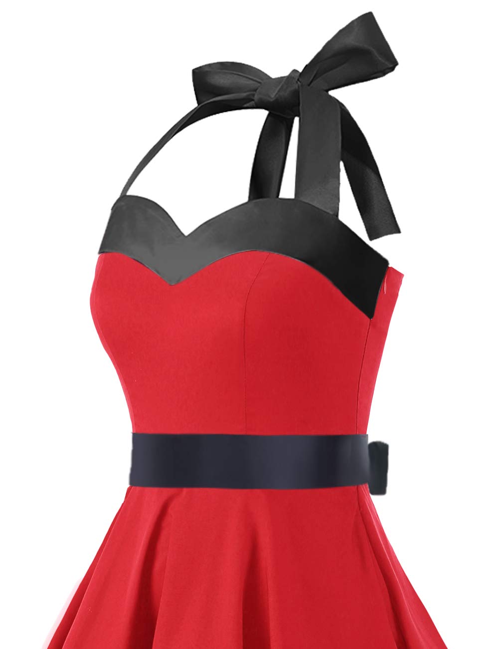 Vintage 1950s Cocktail Dress - Retro Halter Swing Dress for Party & Wedding