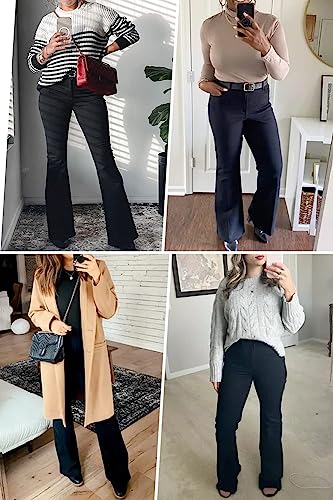 KDF Women's Black Bell Bottom Jeans for Women High Waisted Flare Bootcut Stretch Plus Size Slimming Bell Bottom Pants for Women, 8, Black