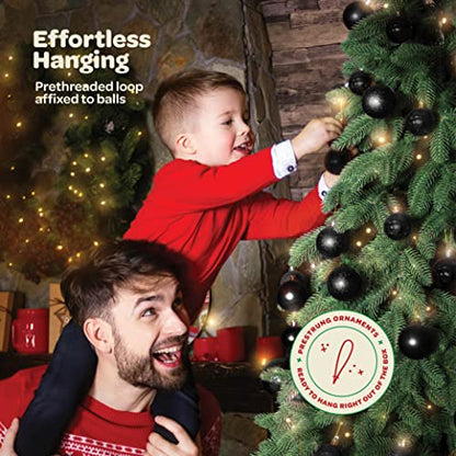 Christmas Ornaments Set of 36 Beautiful Black Christmas Tree Decorations Ornaments Set 6 Style Christmas Ball Ornaments ShatterproofPreStrung for HolidayPartyDecorationsDIY