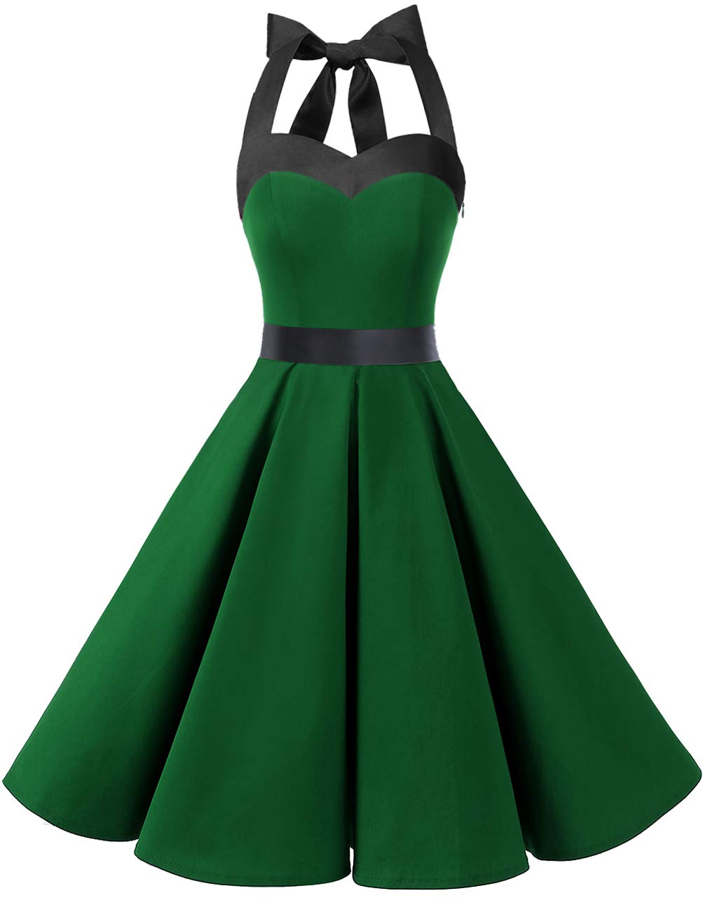 Vintage 1950s Cocktail Dress - Retro Halter Swing Dress for Party & Wedding