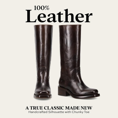 Frye Campus 14L Iconic Tall Boots for Women Crafted from Signature Montana Leather with Goodyear Welt Construction and Stacked Leather Heel – 13” Shaft Height, Bourbon - 7.5 M