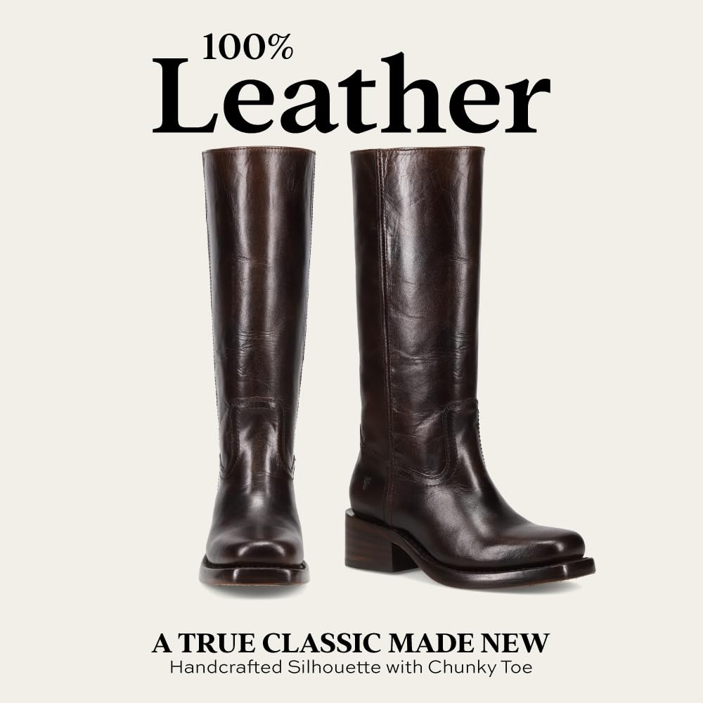Frye Campus 14L Iconic Tall Boots for Women Crafted from Signature Montana Leather with Goodyear Welt Construction and Stacked Leather Heel – 13” Shaft Height, Bourbon - 7.5 M