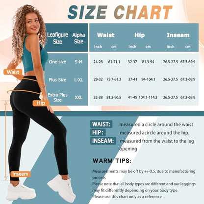 SINOPHANT High Waisted Leggings with Pockets Women, Full Length Capri Buttery Soft Stretchy Yoga Pants(Full Black,S-M)