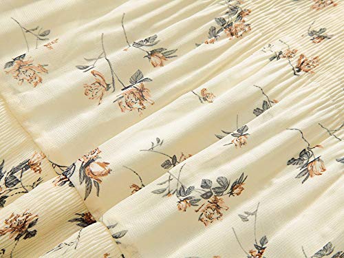 NASHALYLY Women's Chiffon Elastic High Waist Pleated A-Line Flared Maxi Skirts?Flower-203,L