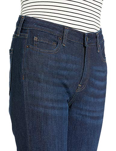 Amazon Essentials Women's Mid Rise Slim Straight Jean, Dark Wash, 12