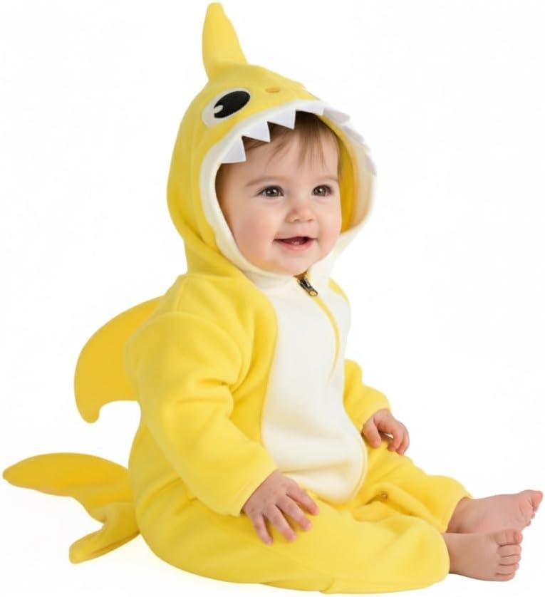 Fleece Baby Bunting with Hood - Convertible Mittens & Booties for Newborn & Infant Shark