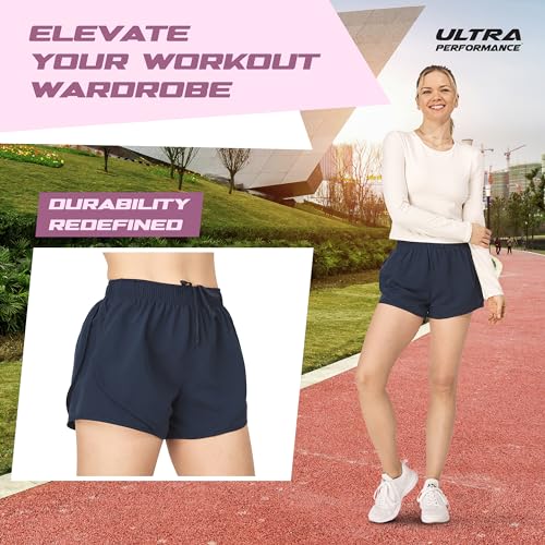 Ultra Performance Women's Running Shorts 4-Pack Athletic Workout Gym Shorts for Women, with Brief Liner