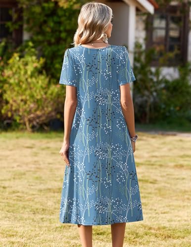 Zeagoo Womens Summer Dresses Midi A Line Dresses for Women Maxi Dresses Petite Length Women Spring Maxi Dress Cruise Outfits for Women Blue L